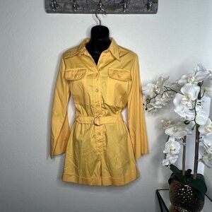 vintage ellen tracy yellow belted romper size 13/14 L
